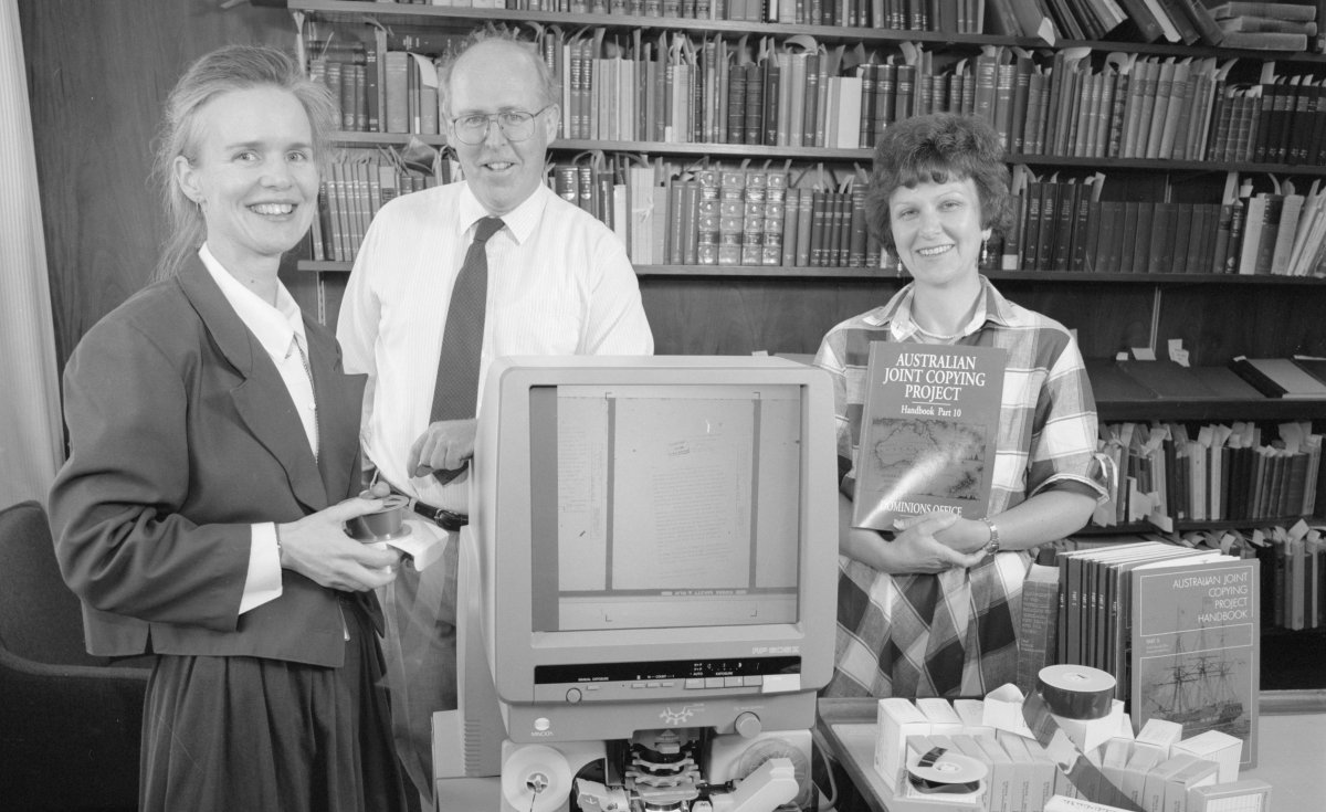 Original AJCP Team with Microfilm Reader